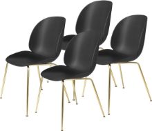 Bild von GUBI Beetle Dining Chair Conic Base 4 Stk. - Halbmattes Messinggestell / schwarze Schale