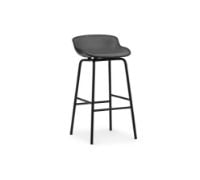 Bild von Normann Copenhagen Hyg gepolsterter Barhocker vorne, SH: 75 cm – schwarzes Leder/Stahl