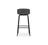 Bild von Normann Copenhagen Hyg gepolsterter Barhocker vorne, SH: 75 cm – schwarzes Leder/Stahl