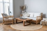 Bild von Sika-Design Caroline 3 Pers. Sofa L: 197 cm – Kissen aus Alurattan natur/weiß mit schnell trocknendem Schaumstoff