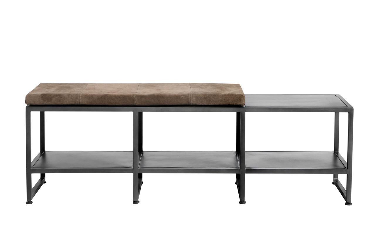 Bild von MUUBS Bench Bronx L B: 135 cm – Eisen/Wildleder
