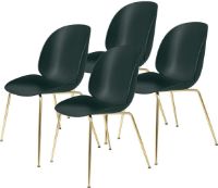 Bild von GUBI Beetle Dining Chair Conic Base 4 stk - Messing halbmatt / Dunkelgrün