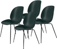 Bild von GUBI Beetle Dining Chair Conic Base 4 stk - Schwarz Halbmatt / Dunkelgrün