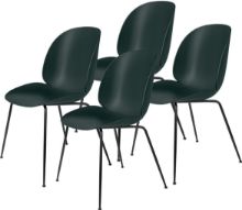Bild von GUBI Beetle Dining Chair Conic Base 4 stk - Schwarz Halbmatt / Dunkelgrün