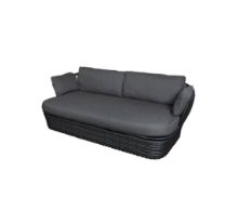 Bild von Cane-line Outdoor-Korb 2 Pers. Sofa inkl. Hynder L: 201 cm – Graphit/Grau