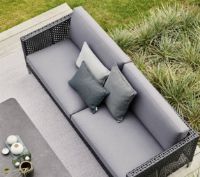 Bild von Cane-line Outdoor Connect 3 Pers. Sofa inkl. Grå hynde L: 213 cm - Schwarz/Anthrazit