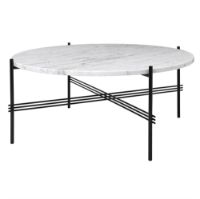 Bild von GUBI TS Couchtisch Ø:80 cm, schwarze Basis - weiße Carrara-Ahornplatte