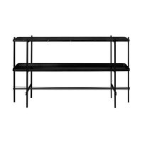 Bild von GUBI TS Console 2 Rack mit Tablett L: 120 cm – Schwarze Basis/Schwarzer Marquina-Marmor