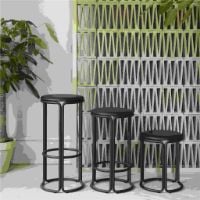 Bild von Please Wait to be Seated. Hardie Hocker H: 44 cm – Schwarzes Leder / Schwarz