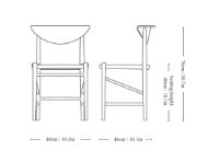 Bild von &Tradition HM3 Drawn Chair SH: 46 cm – Naturpapierkordel/Schwarze Eiche