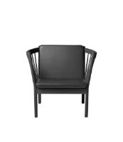 Bild von FDB Furniture J146 Sessel SH: 43 cm – Schwarze Eiche / Schwarzes Leder