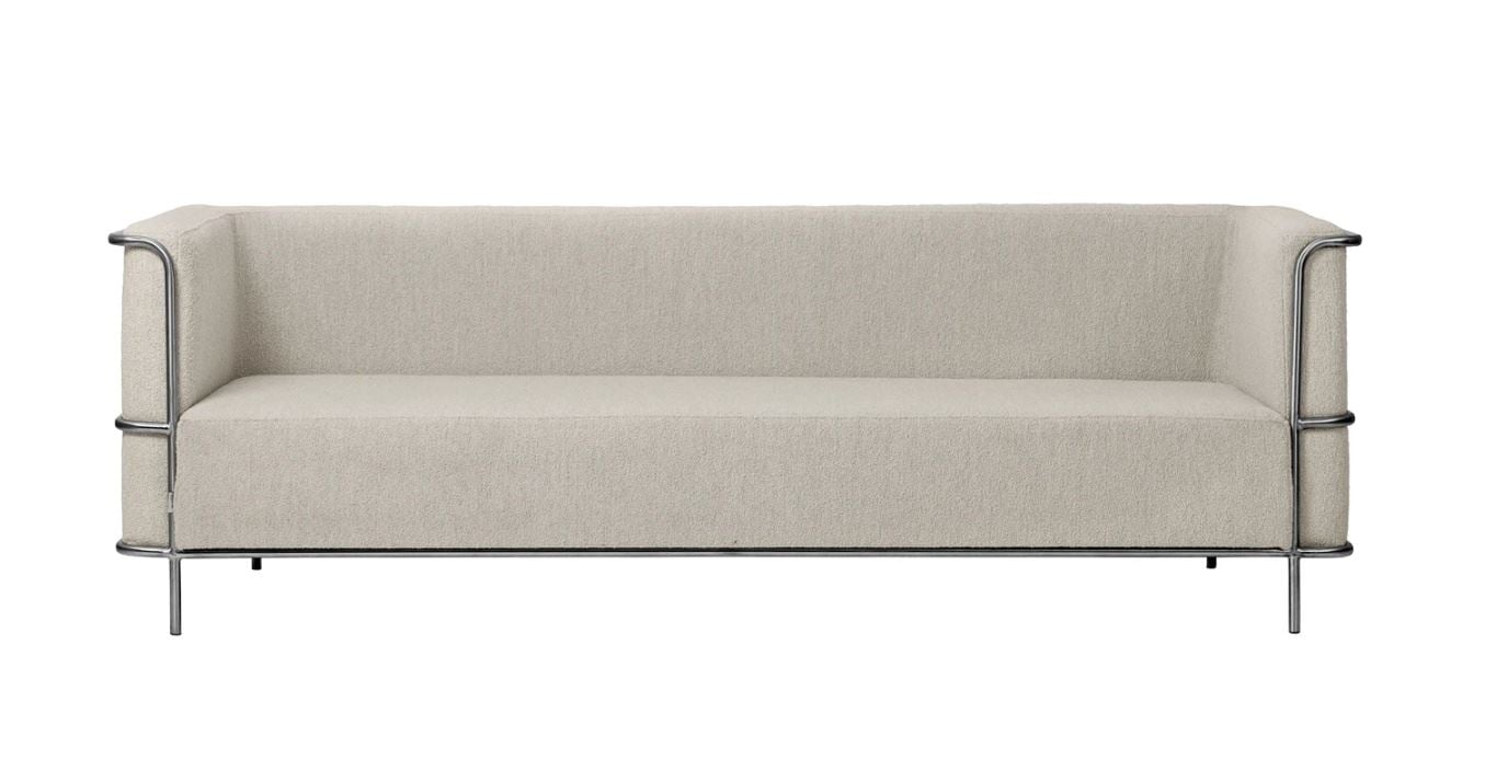 Bild von Kristina Dam Studio Modernist 3-Personen-Sofa L: 220 cm – Beige/Edelstahl