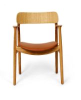 Bild von Bent Hansen Asger Chair M. Polsterung H: 80 cm – Eiche, geölt / Nuss Ranchero-Leder