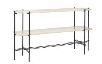 Bild von GUBI TS Konsole 2 Racks 120x30x72 cm - Schwarze Basis/Neutralweißer Travertin