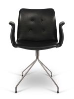 Bild von Bent Hansen Primum Sessel SH: 46 cm – Zenzo 2 207 Leder/Edelstahl mit Drehgestell – Set mit 6 Stühlen
