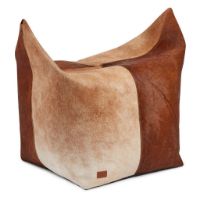 Bild von Natures Collection Pouf aus hochwertigem Kalbsleder, 120 x 60 cm – Braun