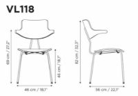 Bild von Vermund VL118 Stuhl SH: 46 cm – Chrom/Weiß geölte Eiche/Schwarze Sierra