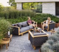 Bild von Cane-Line Outdoor-Winkel 3 Pers. Havesofa m. Hynder L: 220 cm – Teak/Grau