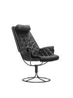 Bild von DUX Jetson Classic Sessel SH: 40 cm – Schwarzes Leder/Schwarzer Fuß