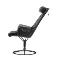 Bild von DUX Jetson Classic Sessel SH: 40 cm – Schwarzes Leder/Schwarzer Fuß