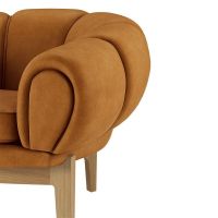 Bild von GUBI Croissant Sofa SH: 46 cm - Eiche / Sämischleder