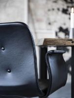 Bild von Bent Hansen Primum Sessel SH: 46 cm – Zenzo 2 207 Leder/schwarze Metallbeine mit Drehgestell – Set mit 4 Stühlen