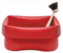 Bild von Normann Copenhagen Spülschaufel und Bürste 14x28 cm – Rot/Buche – VORBESTELLUNG: OKTOBER 2023