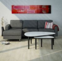 Bild von Thomsen Furniture Katrine Couchtisch Triangle Small 42x67x45 cm - Steinoptik Beige/Schwarz lackierte Eiche