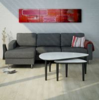 Bild von Thomsen Furniture Katrine Couchtisch Triangle Small 42x67x45 cm - Steinoptik Dunkelgrau/Schwarze Eiche