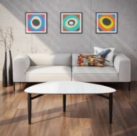 Bild von Thomsen Furniture Katrine Couchtisch Triangle Large 89x126x50 cm - Steinoptik Dunkelgrau/Gebürsteter Stahl