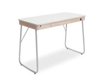 Bild von Skovby SM130 Schreibtisch 115 x 74 cm – Eiche weiß geölt/weißes Laminat