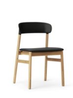 Bild von Normann Copenhagen Herit Stuhlpolsterung SH: 45 cm – Eiche / Spectrum Leder Schwarz
