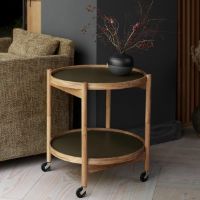Bild von Brdr. Krüger Bølling Tabletttisch mit 2 Tabletts Ø: 50 cm – Buche unbehandelt/Grün und Dunkelgrün