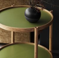 Bild von Brdr. Krüger Bølling Tabletttisch mit 2 Tabletts Ø: 50 cm – Buche unbehandelt/Grün und Dunkelgrün