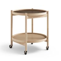 Bild von Brdr. Krüger Bølling Tabletttisch mit 2 Tabletts Ø: 50 cm – Buche geölt/Beige und Braun