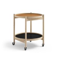 Bild von Brdr. Krüger Bølling Tabletttisch mit 2 Tabletts Ø: 50 cm – Unbehandelte Eiche/Cognac und Schwarz