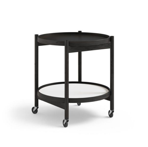 Bild von Brdr. Krüger Bølling Tabletttisch mit 2 Tabletts Ø: 50 cm – Schwarz lackierte Eiche/Schwarz und Weiß