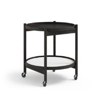 Bild von Brdr. Krüger Bølling Tabletttisch mit 2 Tabletts Ø: 50 cm – Schwarz lackierte Eiche/Schwarz und Weiß