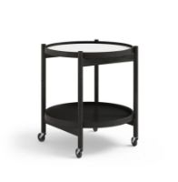 Bild von Brdr. Krüger Bølling Tabletttisch mit 2 Tabletts Ø: 50 cm – Schwarz lackierte Eiche/Schwarz und Weiß