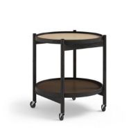 Bild von Brdr. Krüger Bølling Tabletttisch mit 2 Tabletts Ø: 50 cm – Schwarz lackierte Eiche/Beige und Braun