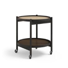 Bild von Brdr. Krüger Bølling Tabletttisch mit 2 Tabletts Ø: 50 cm – Schwarz lackierte Eiche/Beige und Braun