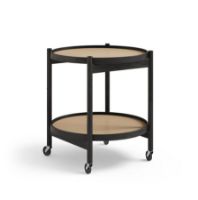 Bild von Brdr. Krüger Bølling Tabletttisch mit 2 Tabletts Ø: 50 cm – Schwarz lackierte Eiche/Beige und Braun