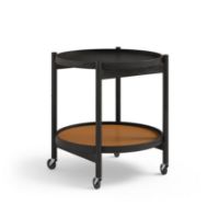 Bild von Brdr. Krüger Bølling Tabletttisch mit 2 Tabletts Ø: 50 cm – Schwarz lackierte Eiche/Cognac und Schwarz