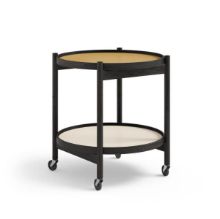 Bild von Brdr. Krüger Bølling Tabletttisch mit 2 Tabletts Ø: 50 cm – Schwarz lackierte Eiche/Gelb und Creme