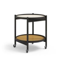 Bild von Brdr. Krüger Bølling Tabletttisch mit 2 Tabletts Ø: 50 cm – Schwarz lackierte Eiche/Gelb und Creme