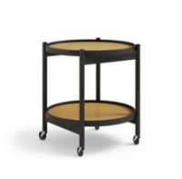 Bild von Brdr. Krüger Bølling Tabletttisch mit 2 Tabletts Ø: 50 cm – Schwarz lackierte Eiche/Gelb und Creme