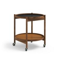 Bild von Brdr. Krüger Bølling Tabletttisch mit 2 Tabletts Ø: 50 cm – Geöltes Walnussholz/Cognac und Schwarz