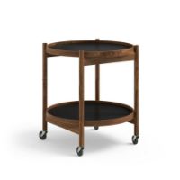 Bild von Brdr. Krüger Bølling Tabletttisch mit 2 Tabletts Ø: 50 cm – Geöltes Walnussholz/Cognac und Schwarz