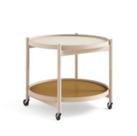 Bild von Brdr. Krüger Bølling Tabletttisch mit 2 Tabletts Ø: 60 cm – Buche geölt/Gelb und Creme