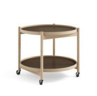 Bild von Brdr. Krüger Bølling Tabletttisch mit 2 Tabletts Ø: 60 cm – Unbehandelte Eiche/Beige und Braun